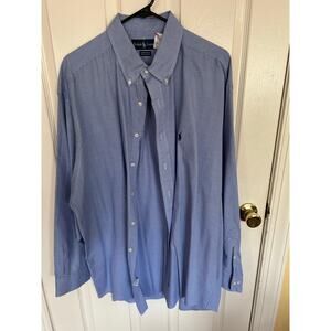Ralph Lauren Yarmouth Blue & White Gingham Buttonup Size 18‎ 34/35